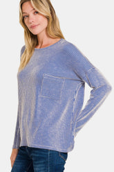 Zenana Ribbed Striped Long Sleeve T-Shirt OutfitFlow